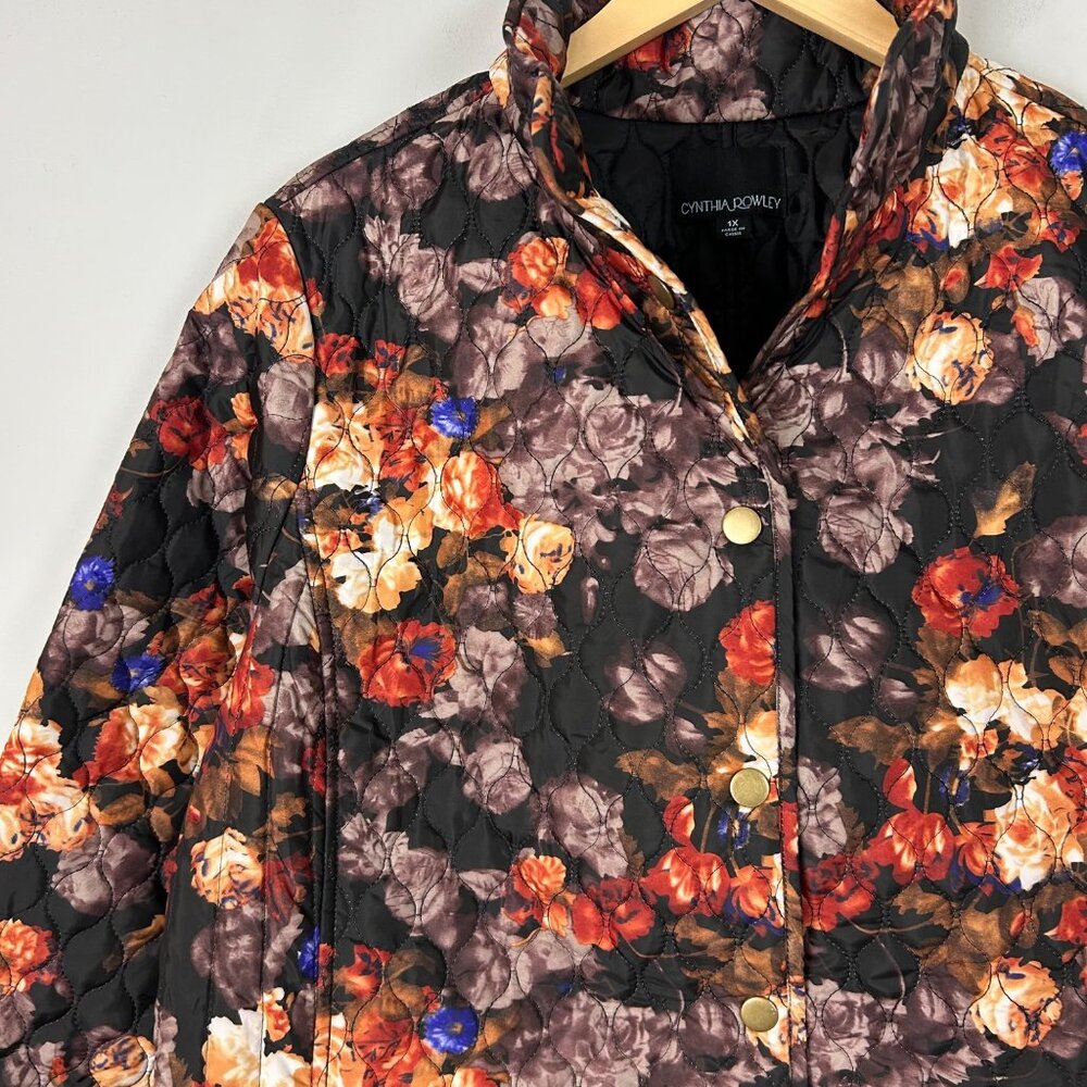 Cynthia Rowley Quilted Jacket Floral Snap Front Boho Classic Size 1X Women's - Picture 2 of 5